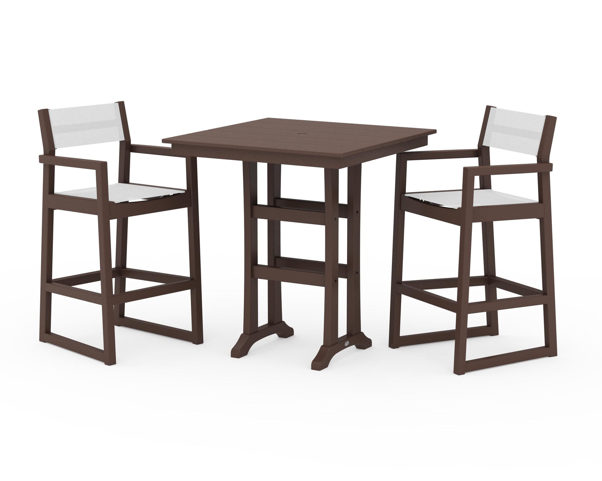 EDGE Sling Arm Chair 3-Piece Farmhouse Bar Set with Trestle Legs