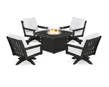 Vineyard 5-Piece Deep Seating Swivel Conversation Set with Fire Pit Table