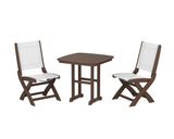 Coastal Folding Side Chair 3-Piece Dining Set