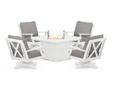 Braxton 5-Piece Deep Seating Swivel Conversation Set with Fire Pit Table