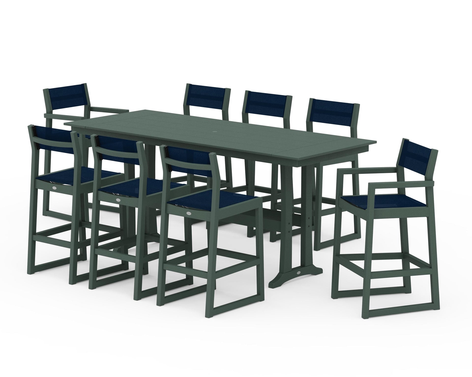 EDGE Sling 9-Piece Farmhouse Bar Set with Trestle Legs