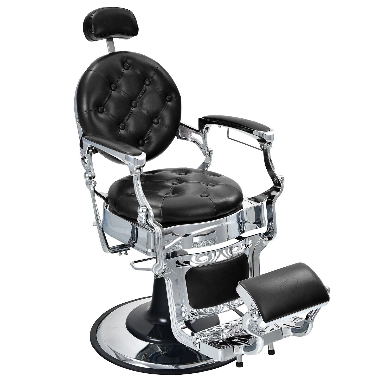 Costway Vintage Barber Salon Chair Adjustable Height Headrest Black 38204976 New