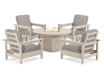 Club 5-Piece Conversation Set with Fire Pit Table