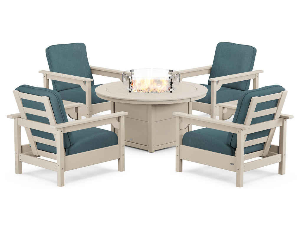 Club 5-Piece Conversation Set with Fire Pit Table
