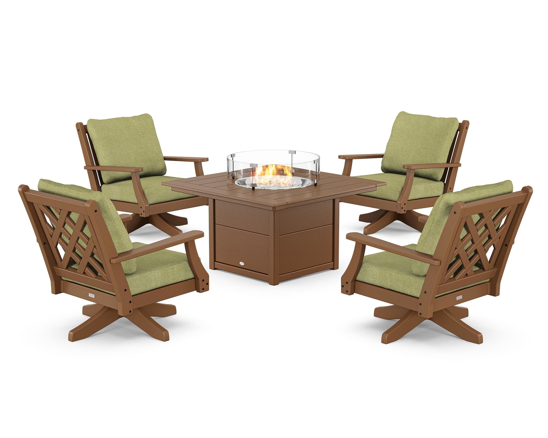 Wovendale 5-Piece Deep Seating Swivel Conversation Set with Fire Pit Table