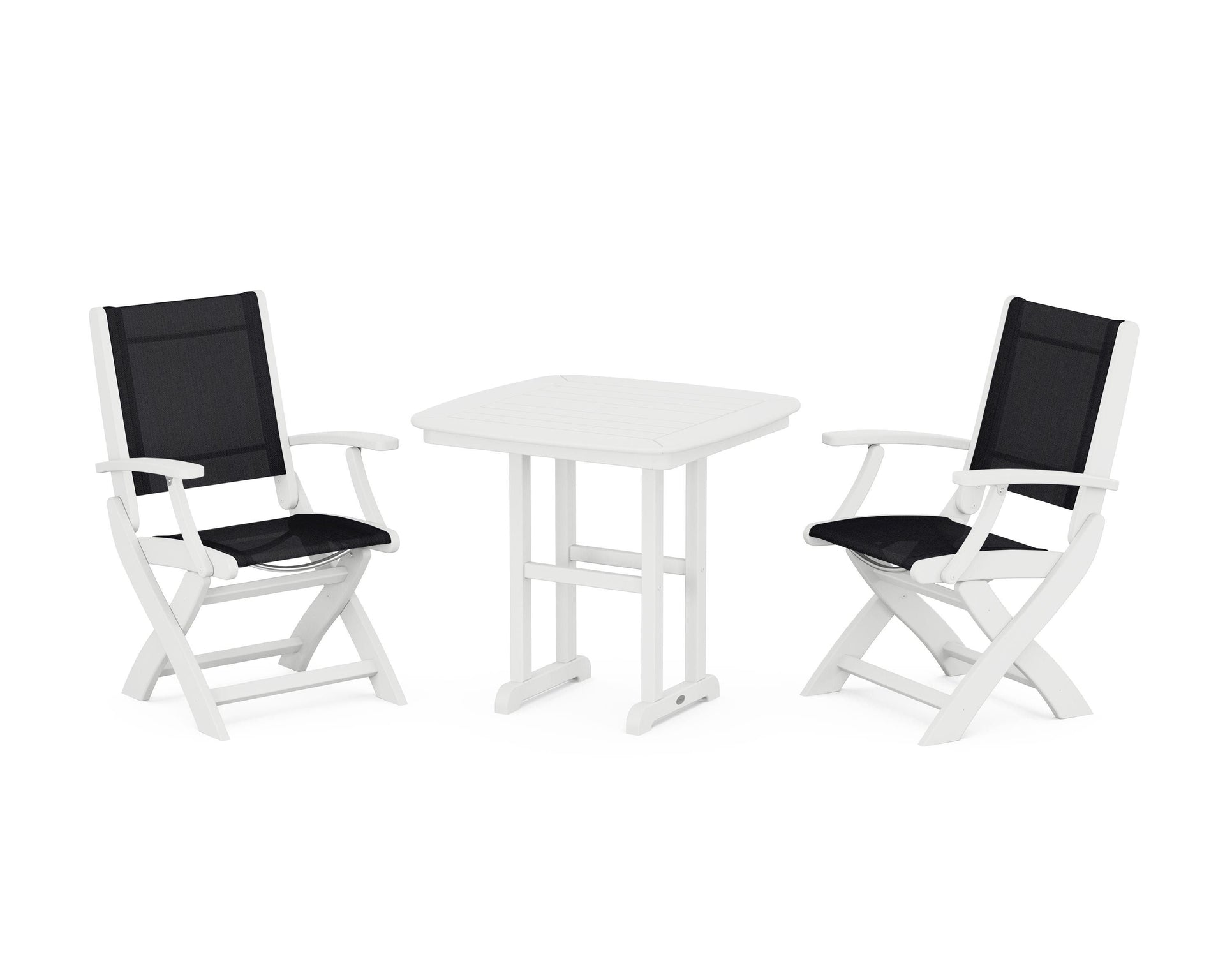 Coastal Folding Chair 3-Piece Dining Set