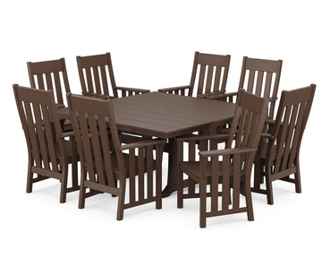 Acadia 9-Piece Square Farmhouse Dining Set with Trestle Legs