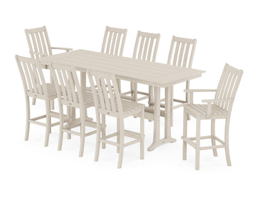 Vineyard 9-Piece Farmhouse Bar Set with Trestle Legs