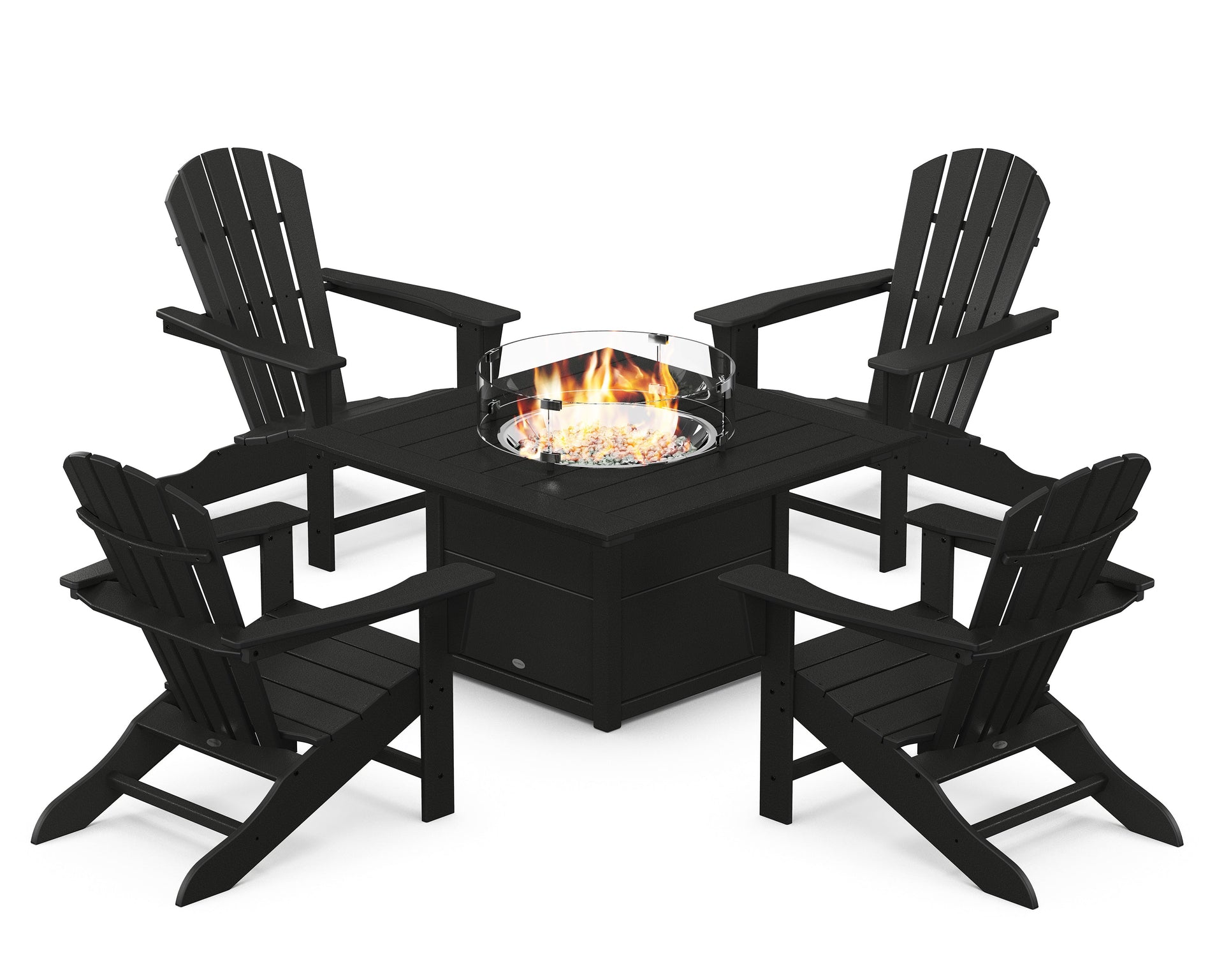 Palm Coast 5-Piece Adirondack Chair Conversation Set with Fire Pit Table