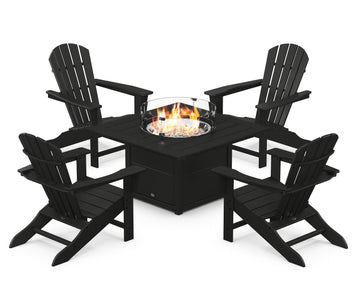 Palm Coast 5-Piece Adirondack Chair Conversation Set with Fire Pit Table