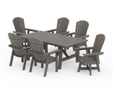 Nautical Curveback Adirondack Swivel Chair 7-Piece Rustic Farmhouse Dining Set