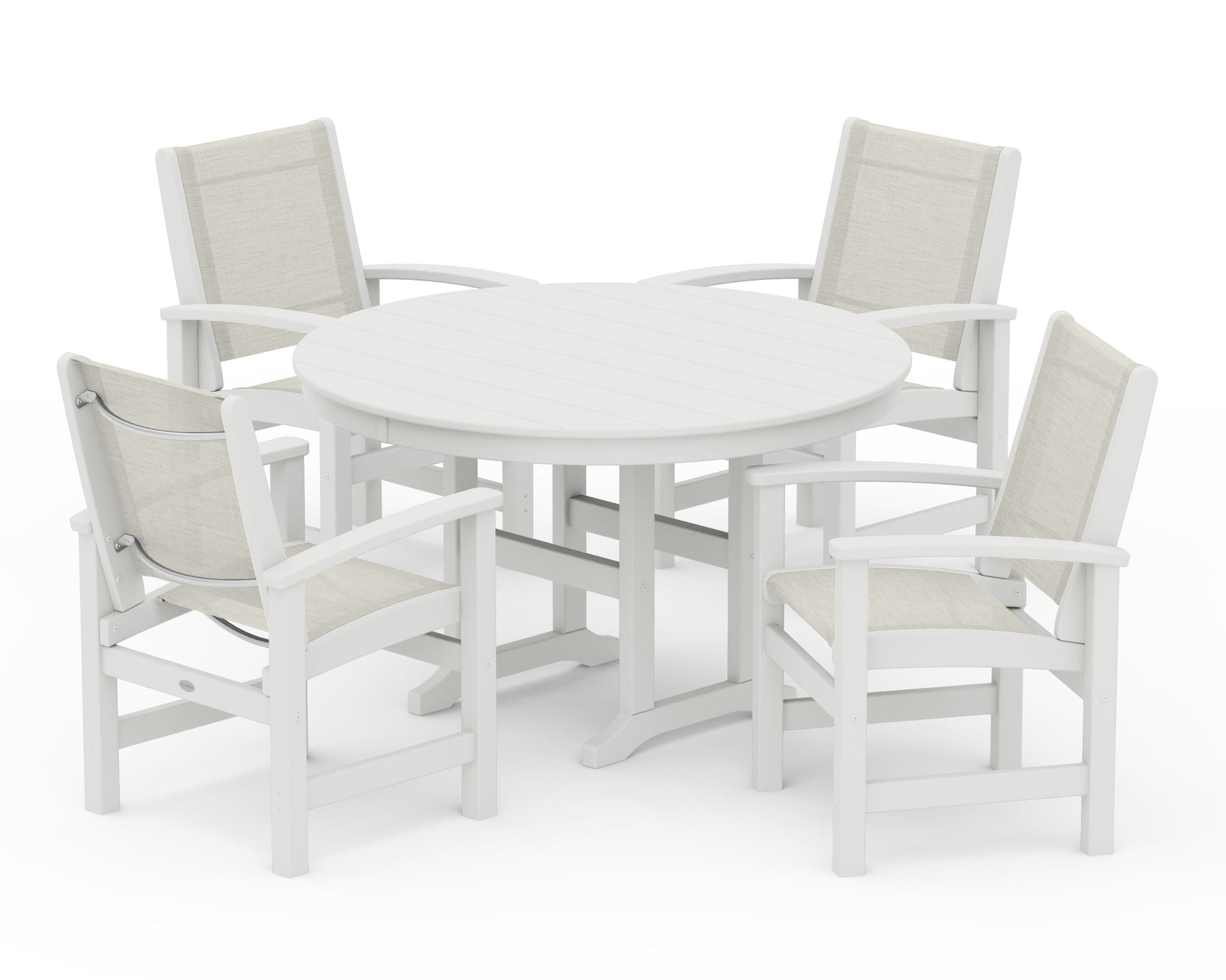 Coastal 5-Piece Round Farmhouse Dining Set