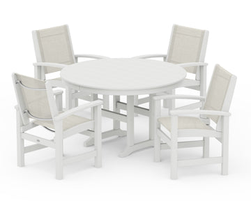 Coastal 5-Piece Round Farmhouse Dining Set