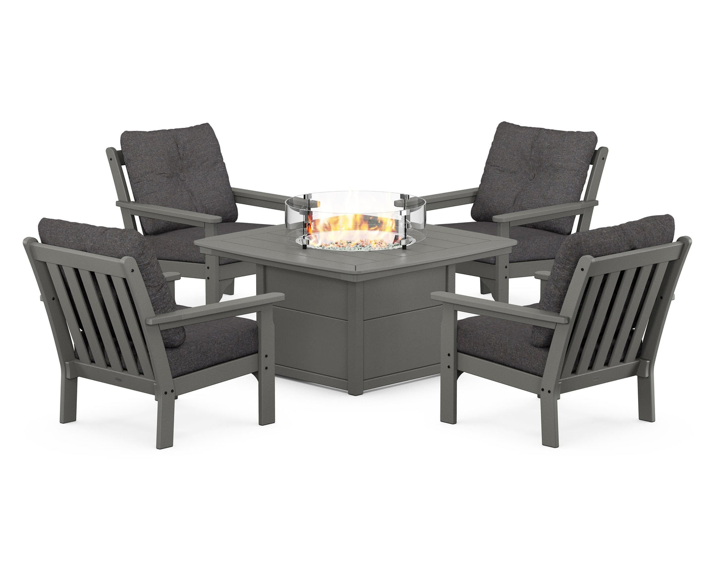 Vineyard 5-Piece Conversation Set with Fire Pit Table