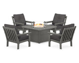 Vineyard 5-Piece Conversation Set with Fire Pit Table