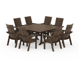 Modern Curveback Adirondack 9-Piece Square Dining Set with Trestle Legs