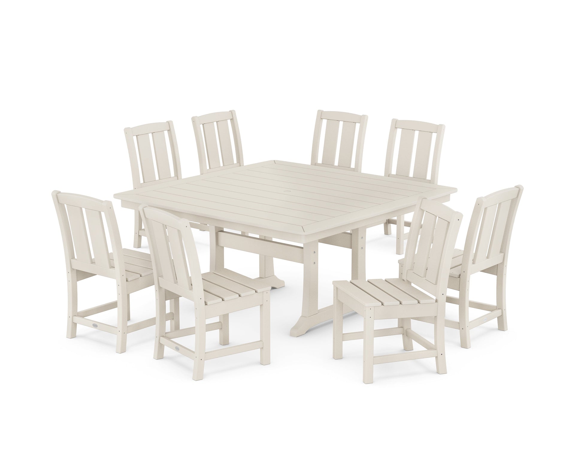 Mission Side Chair 9-Piece Square Dining Set with Trestle Legs