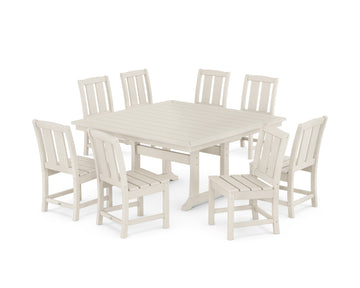 Mission Side Chair 9-Piece Square Dining Set with Trestle Legs