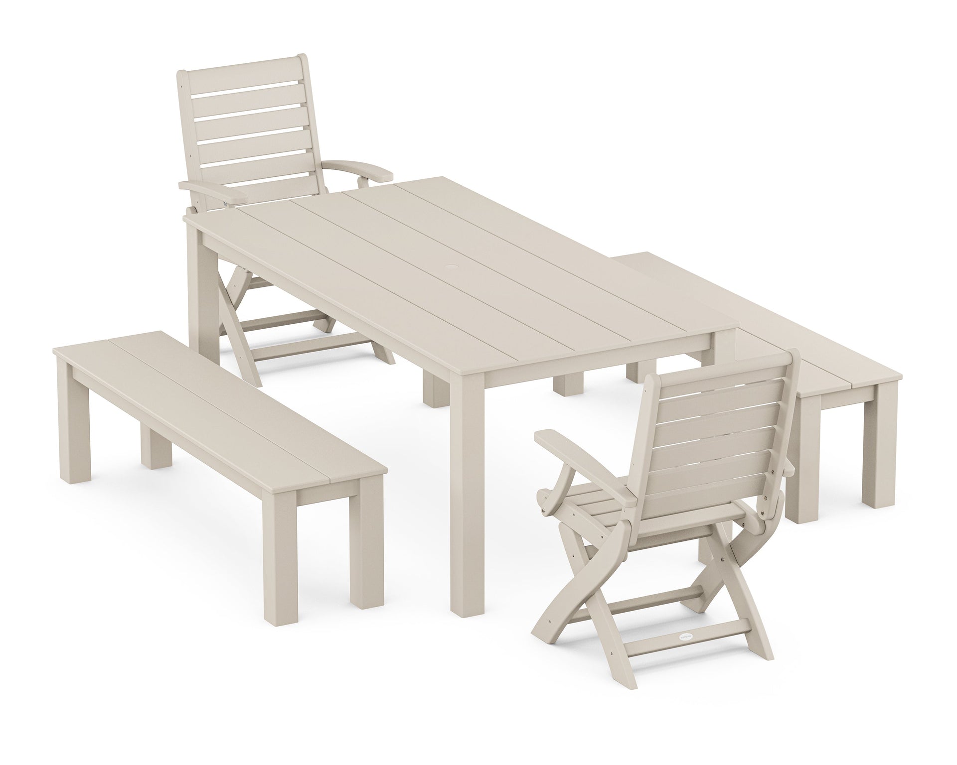 Signature Folding Chair 5-Piece Parsons Dining Set with Benches