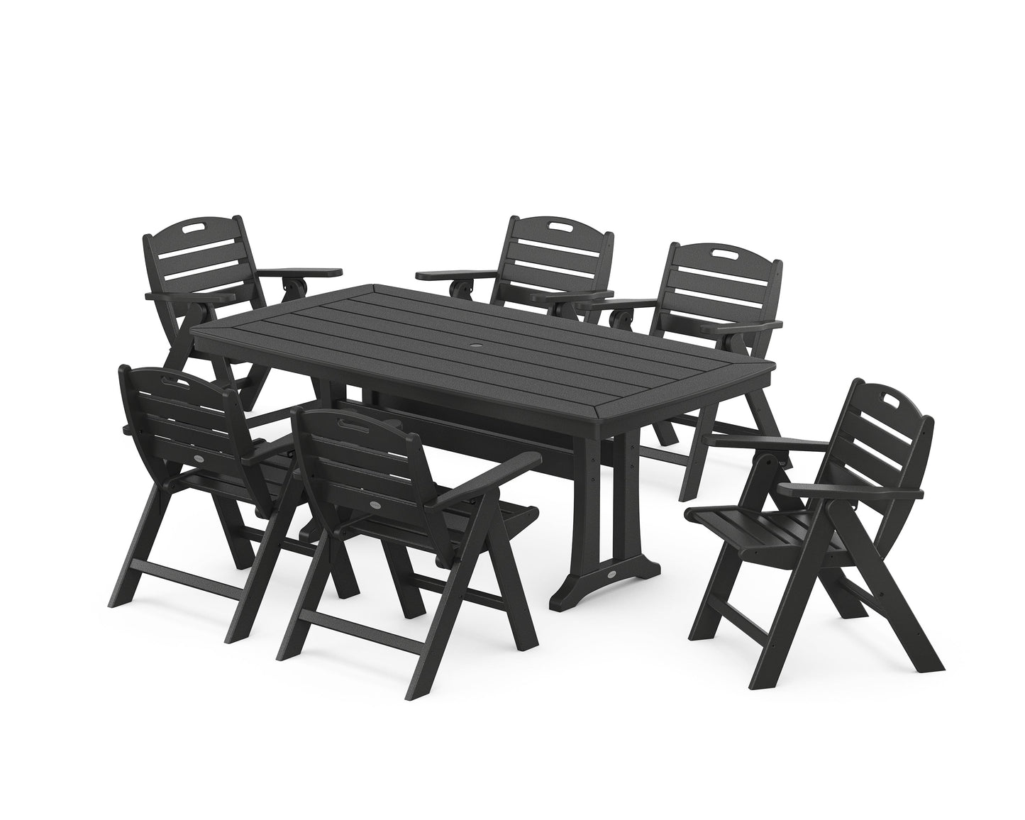 Nautical Lowback 7-Piece Dining Set with Trestle Legs