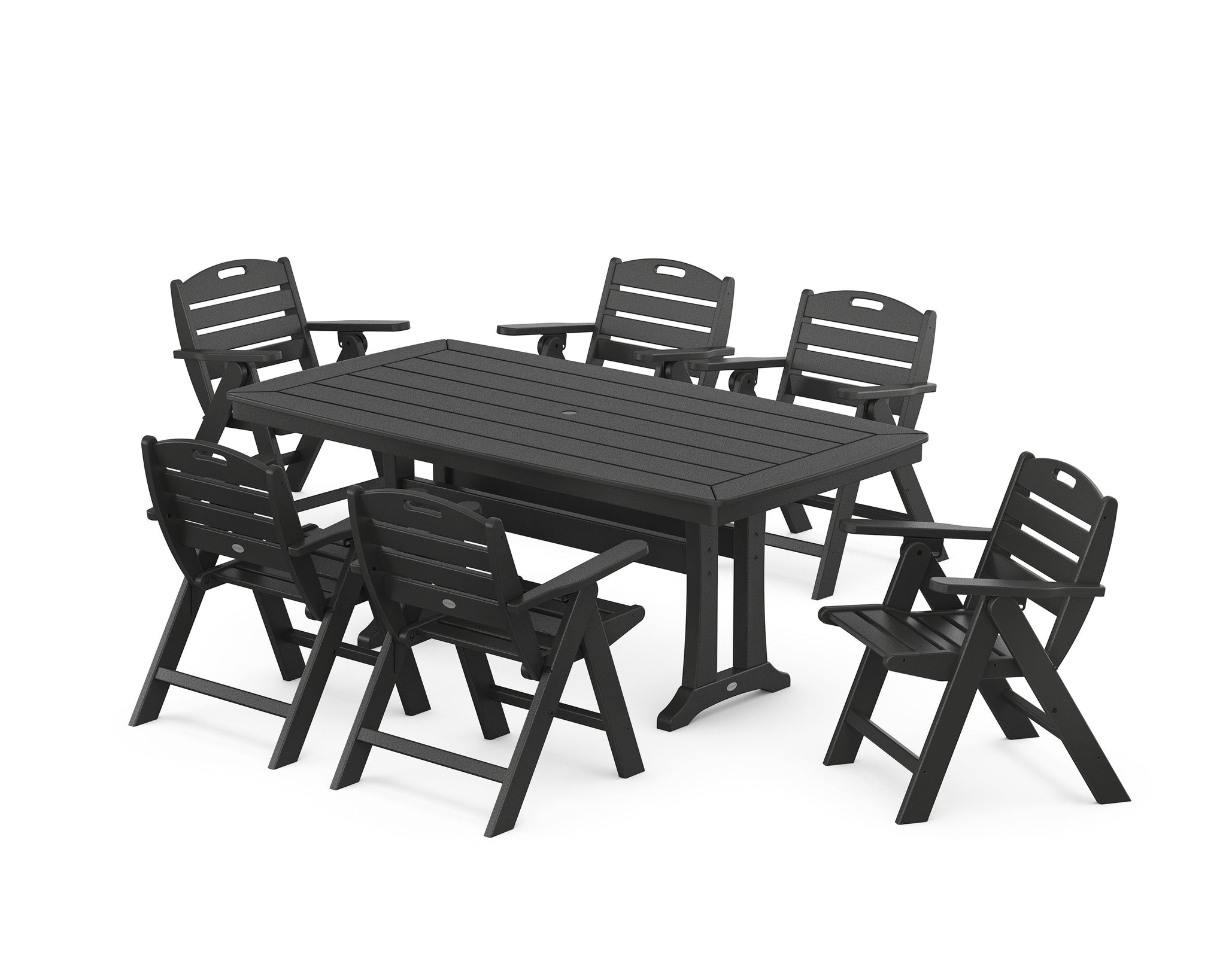 Nautical Lowback 7-Piece Dining Set with Trestle Legs
