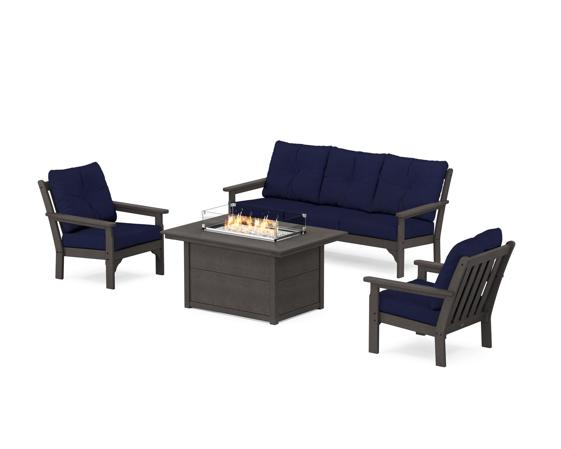 Vineyard Deep Seating Fire Pit Table Set
