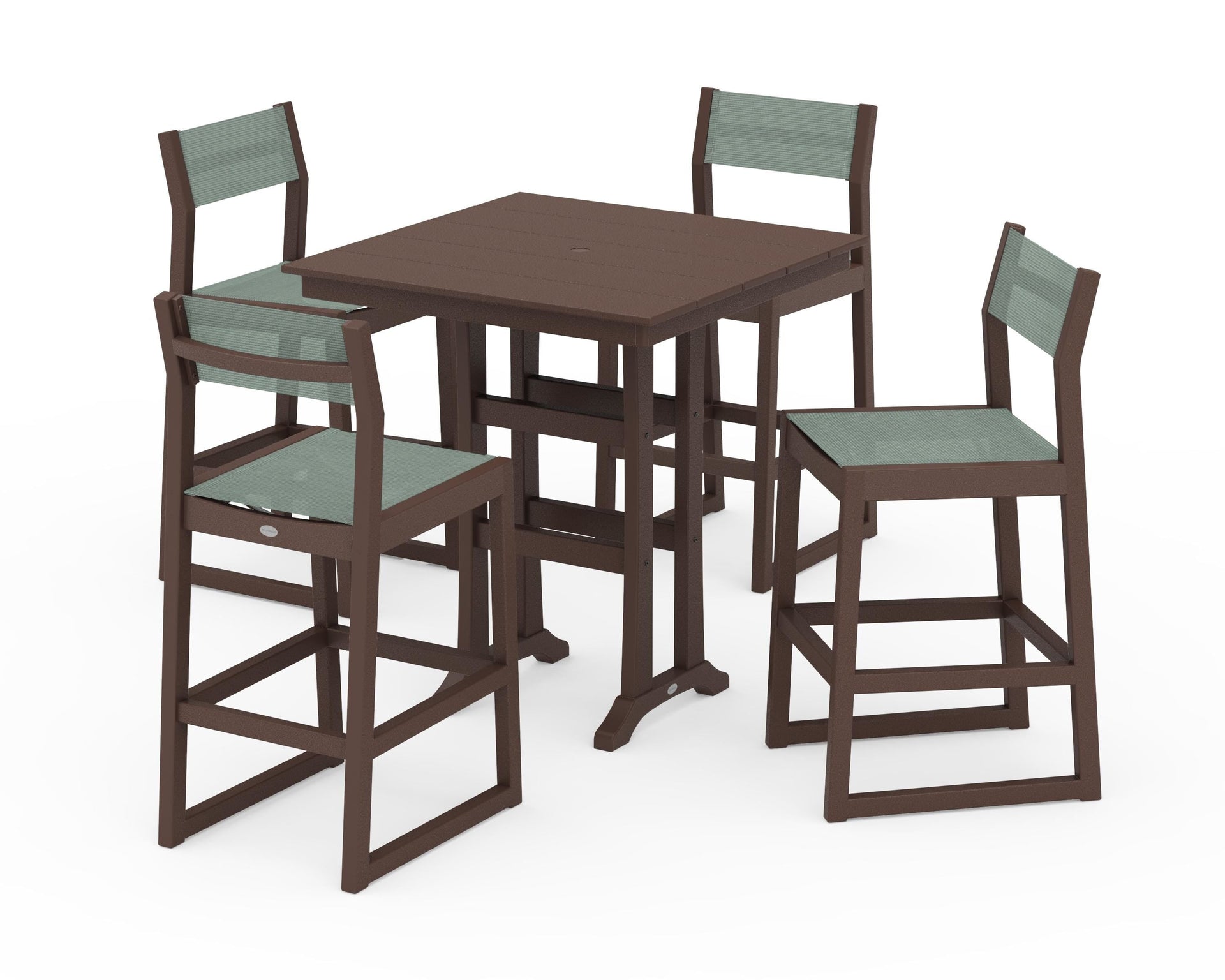 EDGE Sling Arm Chair 5-Piece Farmhouse Bar Set with Trestle Legs