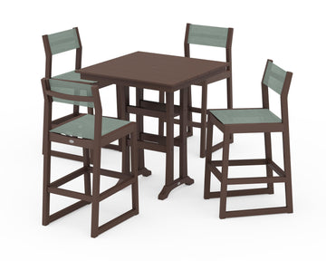 EDGE Sling Arm Chair 5-Piece Farmhouse Bar Set with Trestle Legs