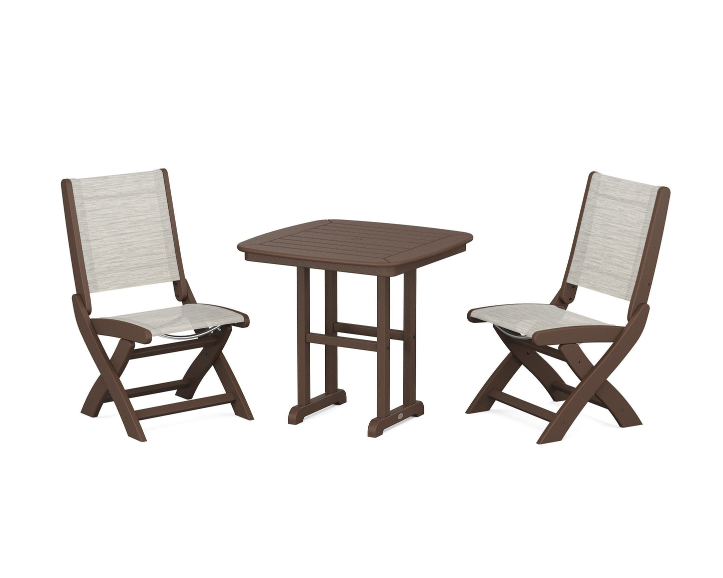 Coastal Folding Side Chair 3-Piece Dining Set