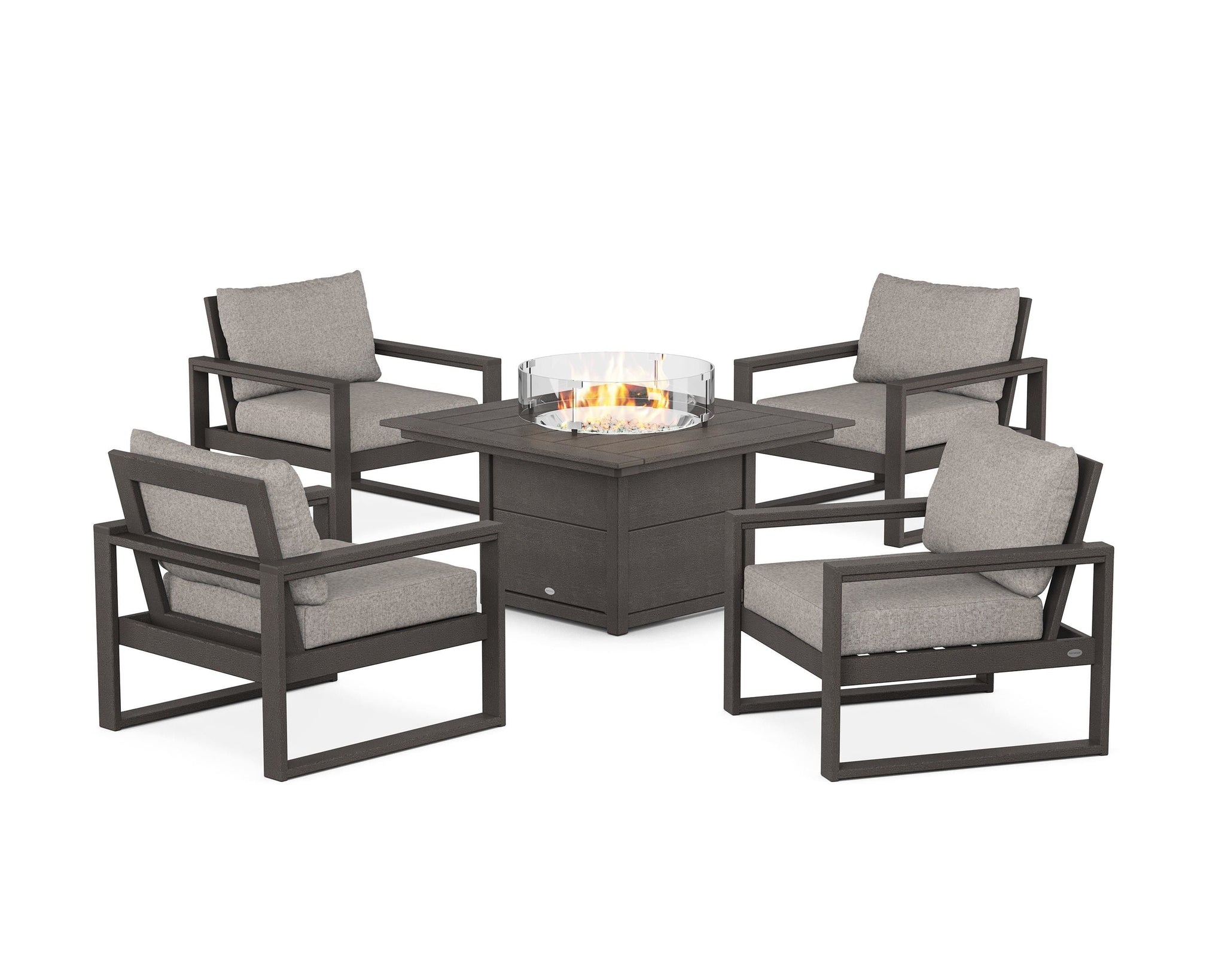 EDGE Sectional 5-Piece Deep Seating Set with Fire Pit Table