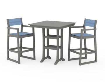 EDGE Sling Arm Chair 3-Piece Farmhouse Bar Set with Trestle Legs