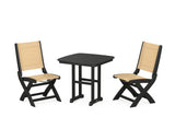 Coastal Folding Side Chair 3-Piece Dining Set