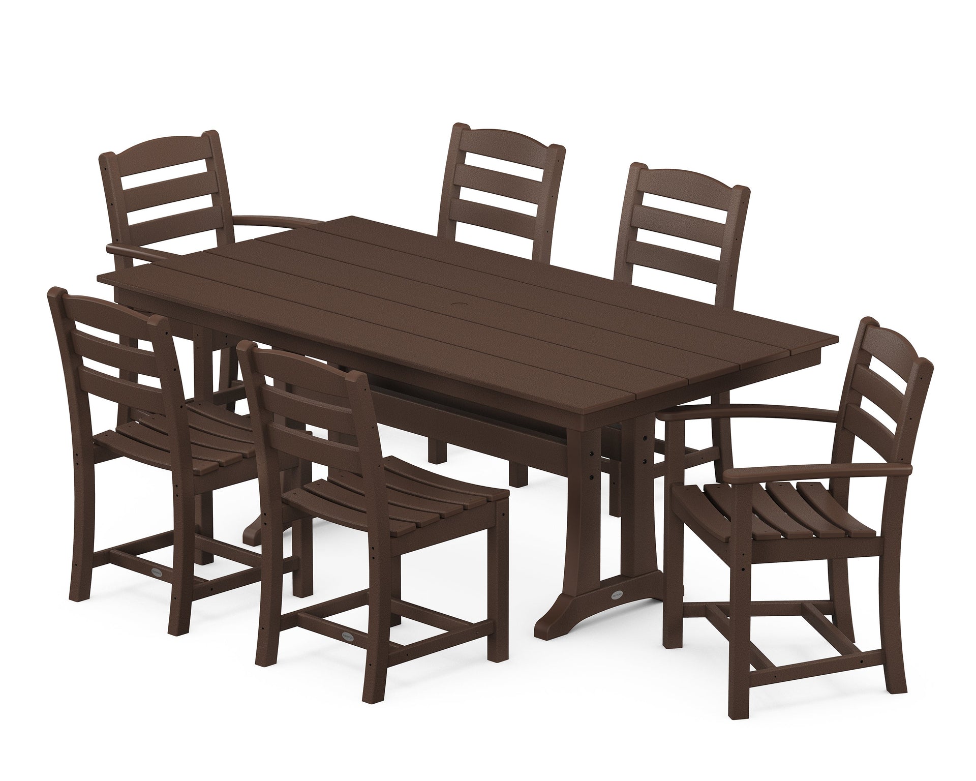 La Casa Café 7-Piece Farmhouse Dining Set with Trestle Legs