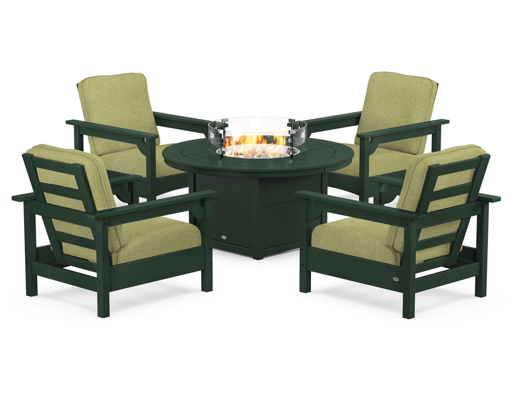 Club 5-Piece Conversation Set with Fire Pit Table