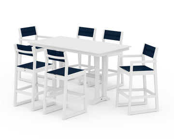 EDGE Sling 7-Piece Farmhouse Bar Set with Trestle Legs