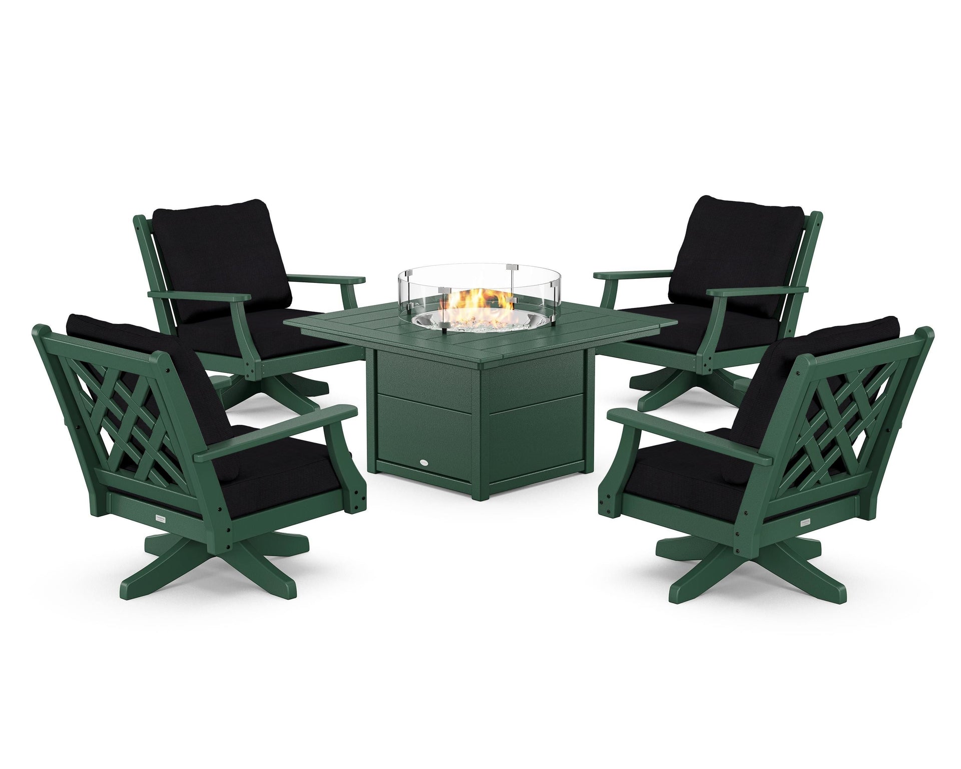 Wovendale 5-Piece Deep Seating Swivel Conversation Set with Fire Pit Table