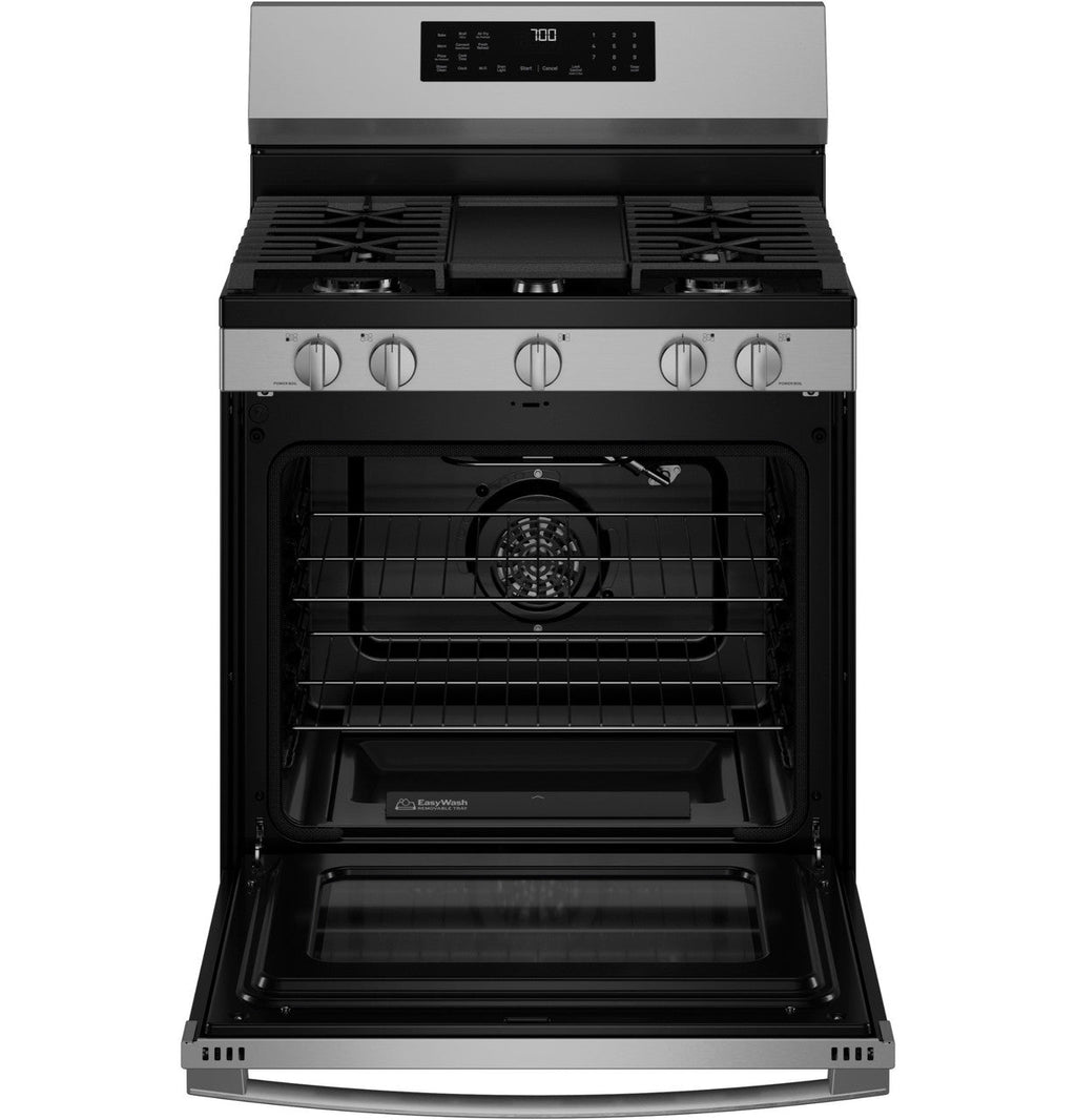 GE Profile™ 30” Smart Free-Standing Gas Convection Range with No Preheat Air Fry and EasyWash™ Oven Tray