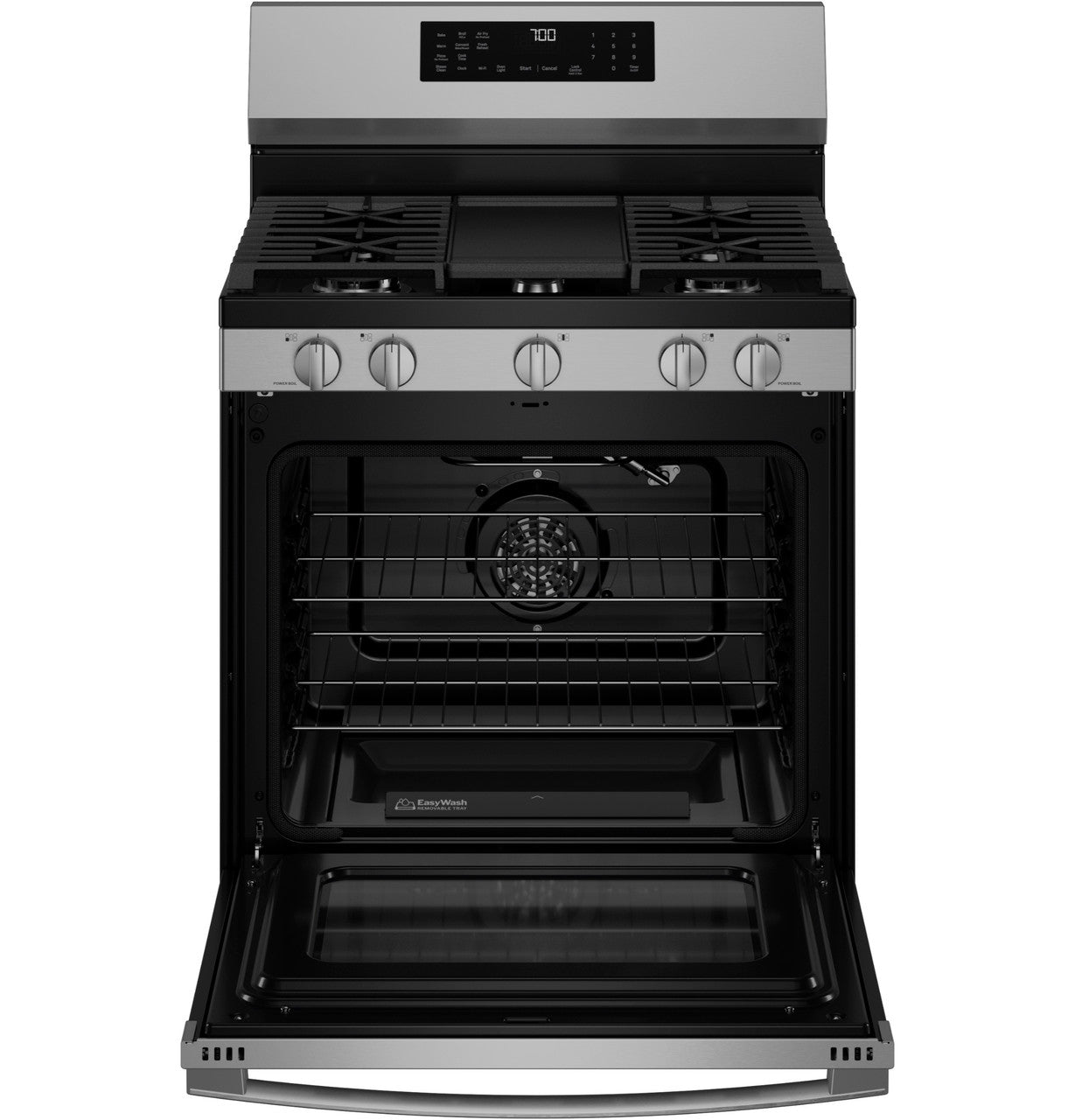 GE Profile™ 30” Smart Free-Standing Gas Convection Range with No Preheat Air Fry and EasyWash™ Oven Tray