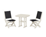 Coastal Folding Side Chair 3-Piece Dining Set
