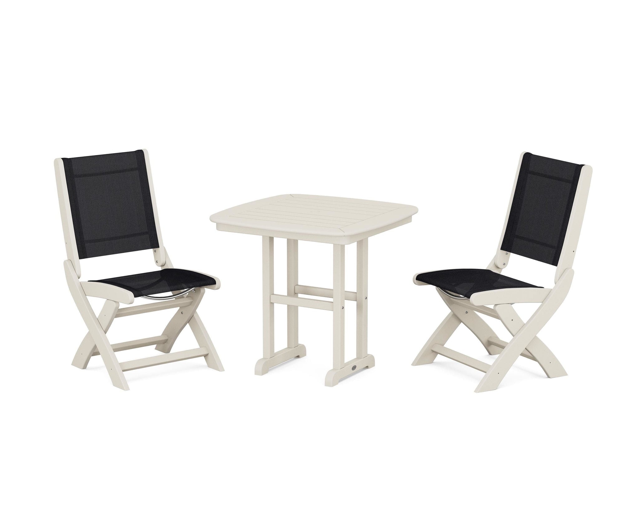 Coastal Folding Side Chair 3-Piece Dining Set