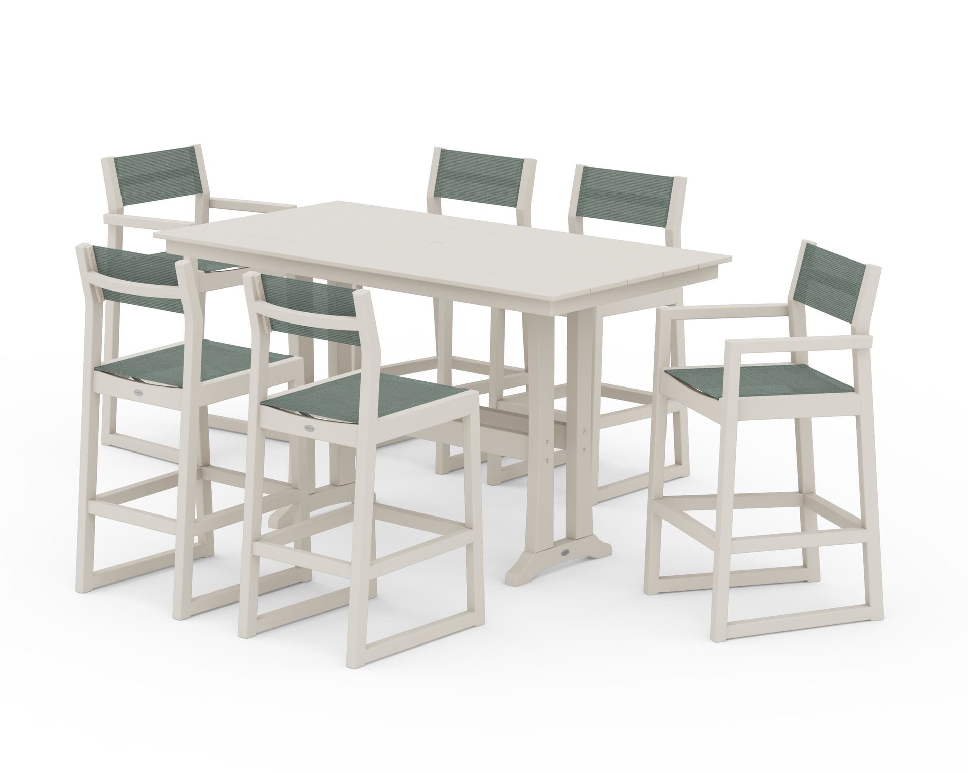 EDGE Sling 7-Piece Farmhouse Bar Set with Trestle Legs