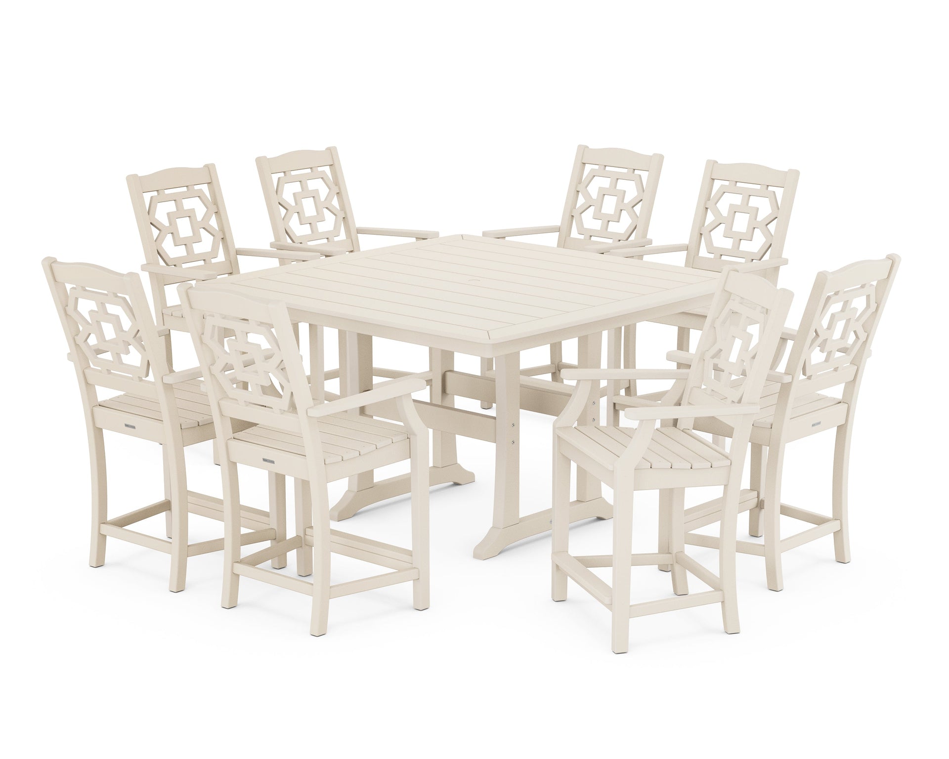 Chinoiserie 9-Piece Square Counter Set with Trestle Legs