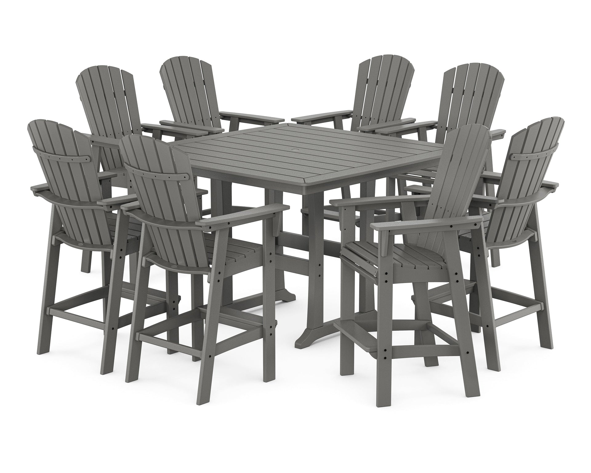 Nautical Curveback Adirondack 9-Piece Trestle Bar Set