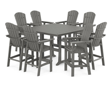 Nautical Curveback Adirondack 9-Piece Trestle Bar Set