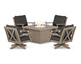 Braxton 5-Piece Deep Seating Swivel Conversation Set with Fire Pit Table