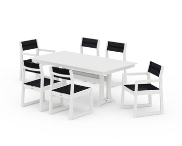 EDGE Sling 7-Piece Farmhouse Trestle Dining Set