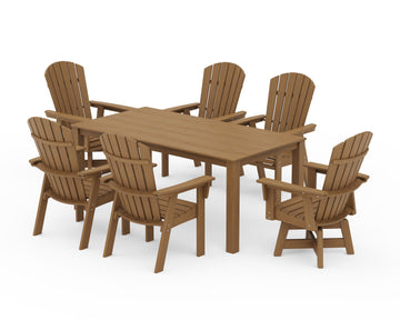 Nautical Curveback Adirondack Swivel 7-Piece Parsons Dining Set