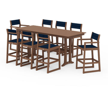 EDGE Sling 9-Piece Farmhouse Bar Set with Trestle Legs