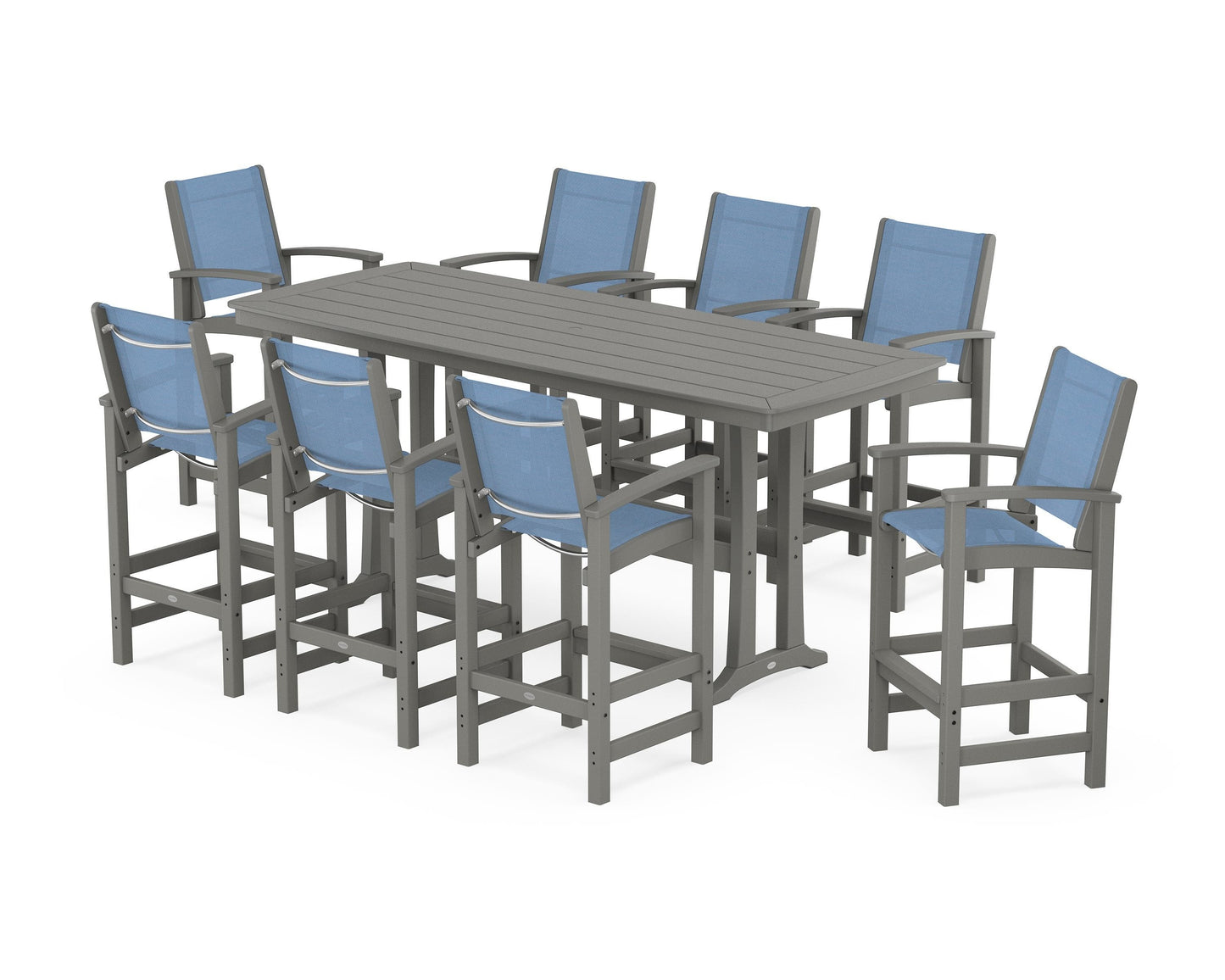 Coastal 9-Piece Bar Set with Trestle Legs