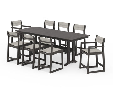 EDGE Sling 9-Piece Farmhouse Counter Set with Trestle Legs